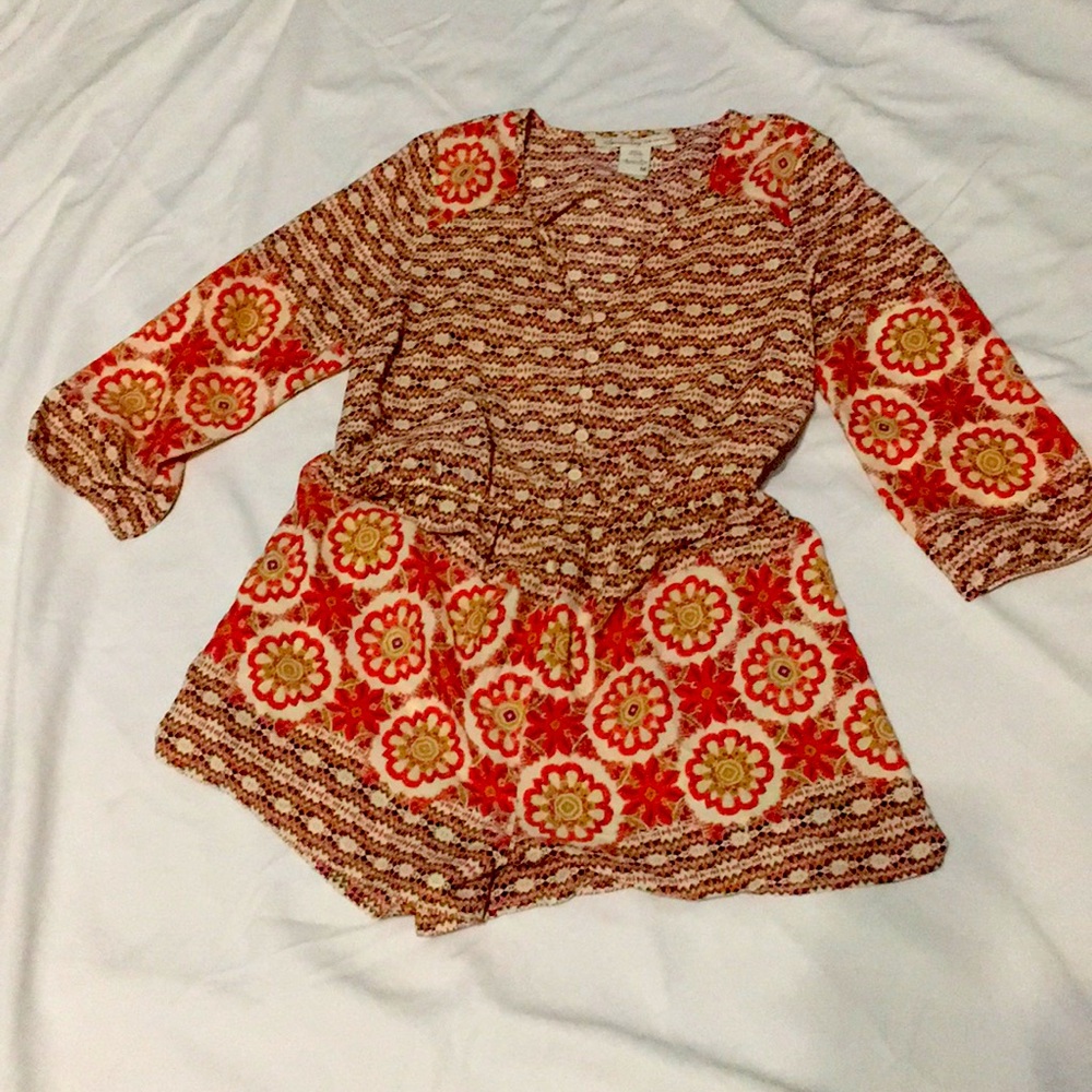 Print romper with pockets